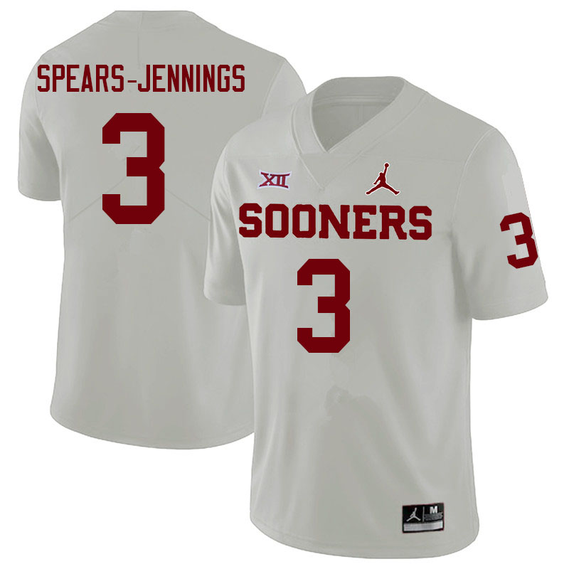 Oklahoma Sooners #3 Robert Spears-Jennings College Football Jerseys Sale-White